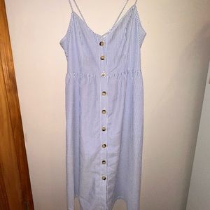 H&M DIVIDED Women’s Blue/White Striped Cami Button A-line Dress